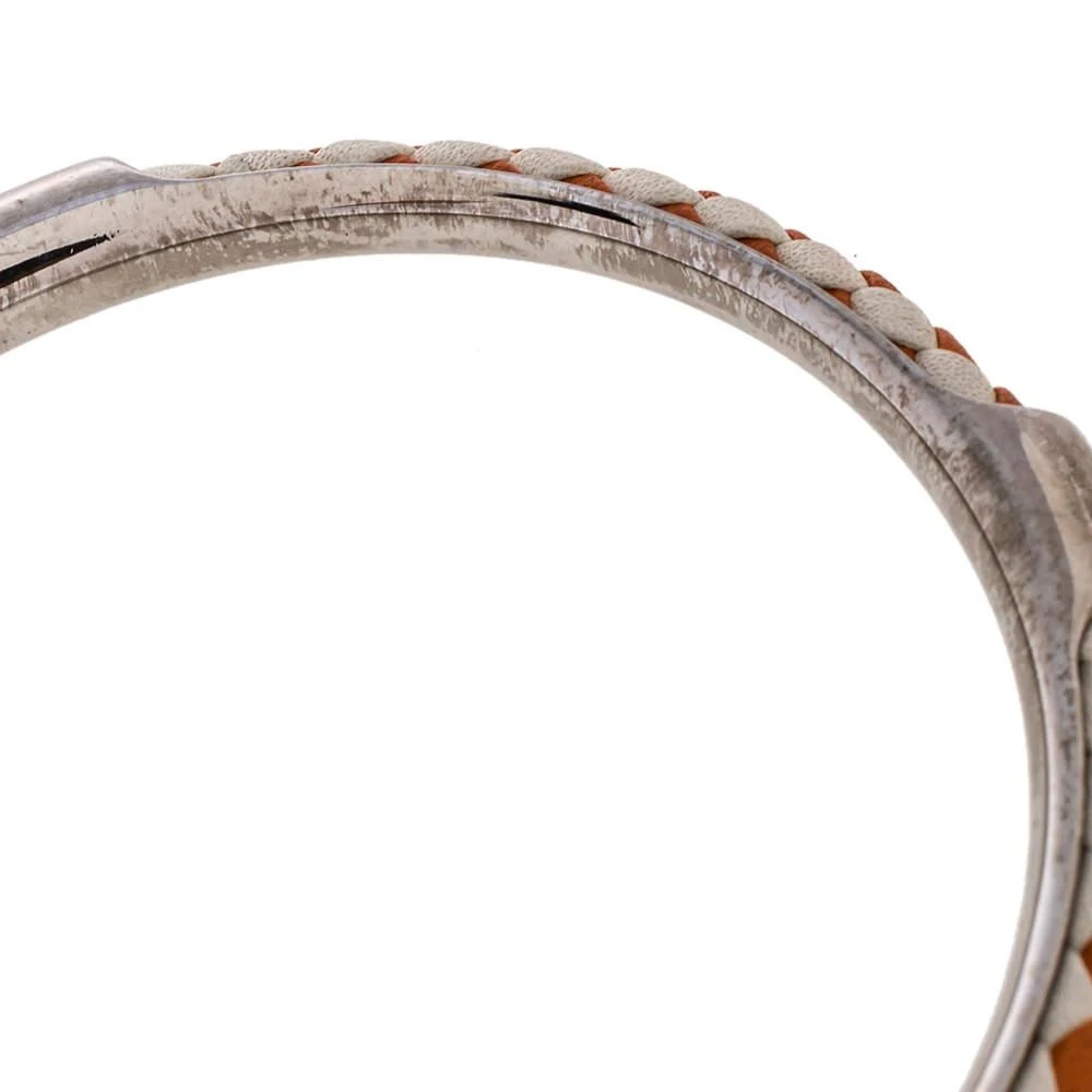 Tod's Tod's Woven Leather Gold Tone Bangle Bracelet 6