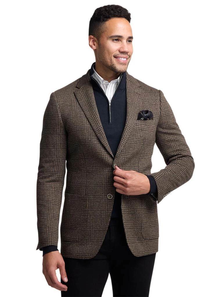 Paul Fredrick Brown Knit Plaid Single Breasted Notch Lapel Sport Coat 2