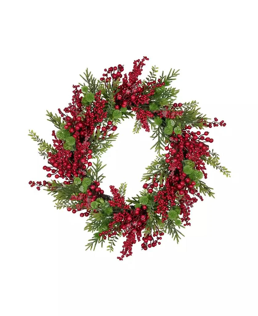 Northlight Artificial Frosted Berry and Pine Christmas Wreath 28" Unlit