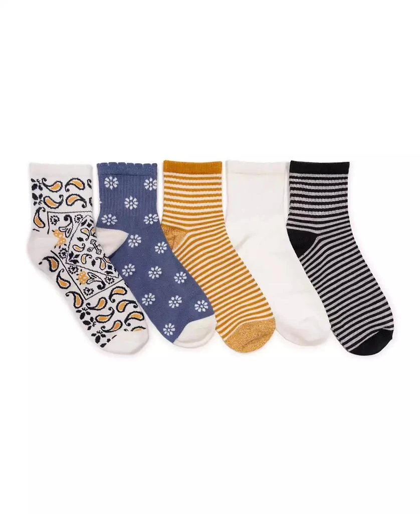 MUK LUKS Women
s Quarter Crew Novelty Socks, 5 Pair Pack