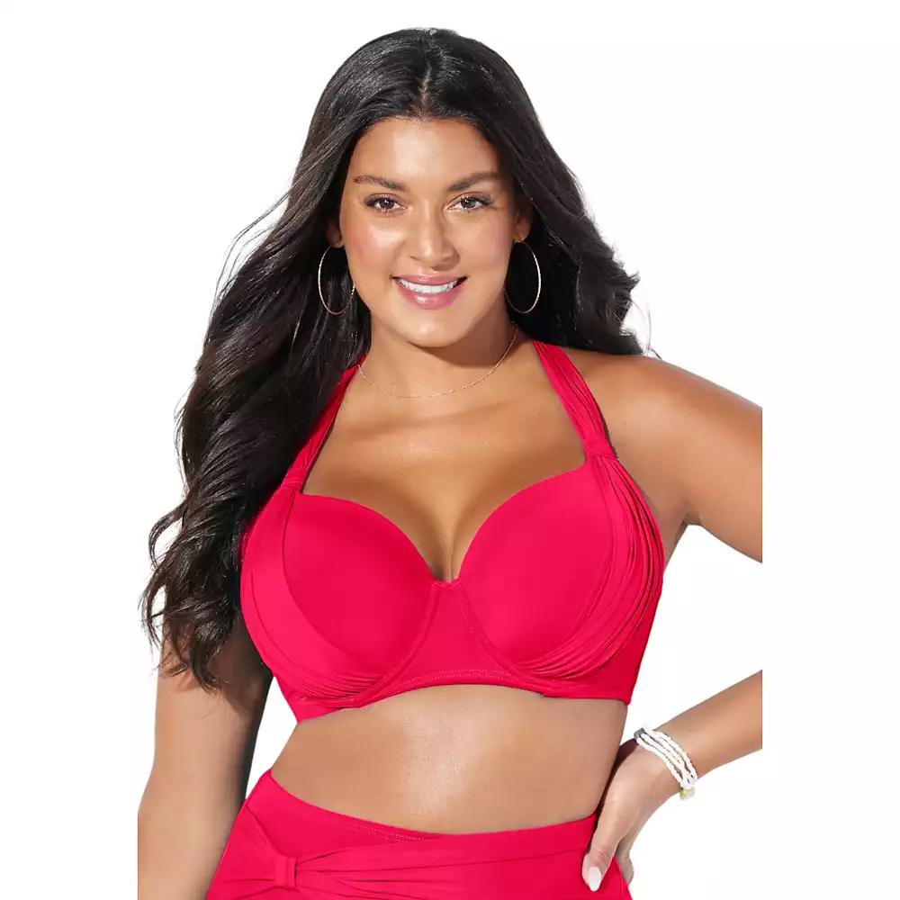 Swimsuits for All Women's Bra Drape Front Underwire Bikini Top