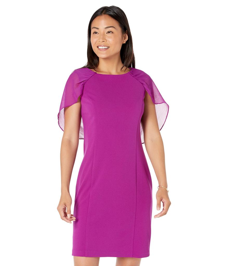 DKNY Sleeveless Combo Cape Dress