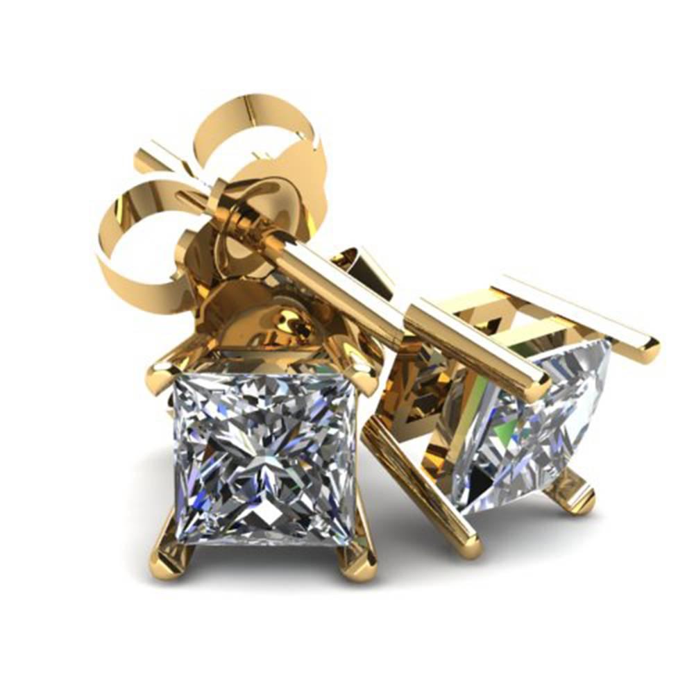 Pompeii3 .33Ct Square Princess Cut Natural Diamond Stud Earrings in 14K Gold Basket Setting