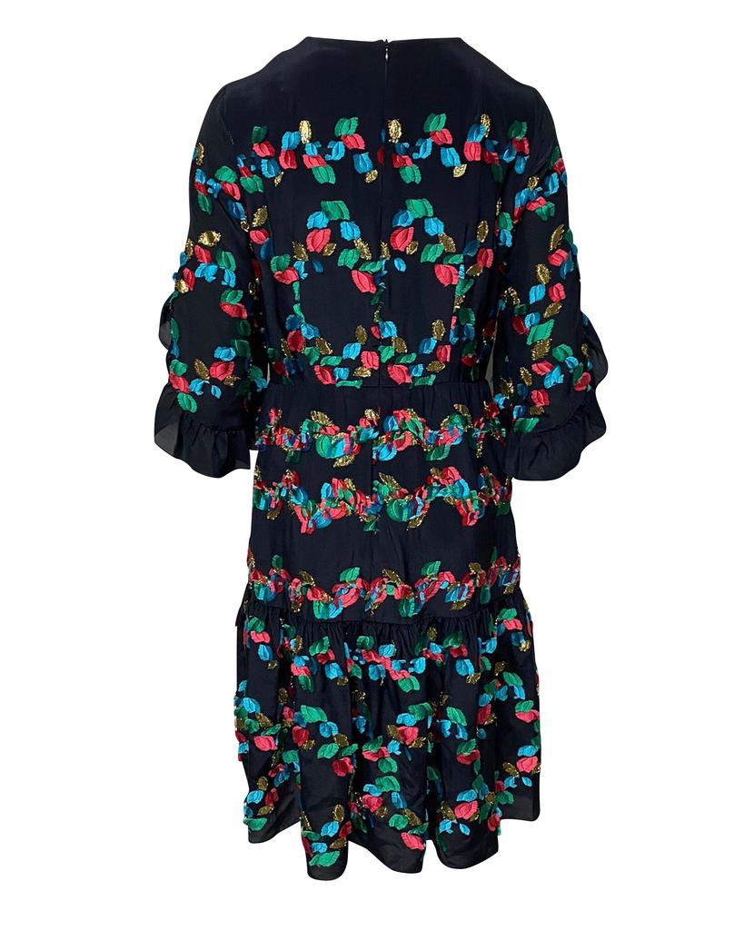 PETER PILOTTO Embroidered Dress in Black Silk