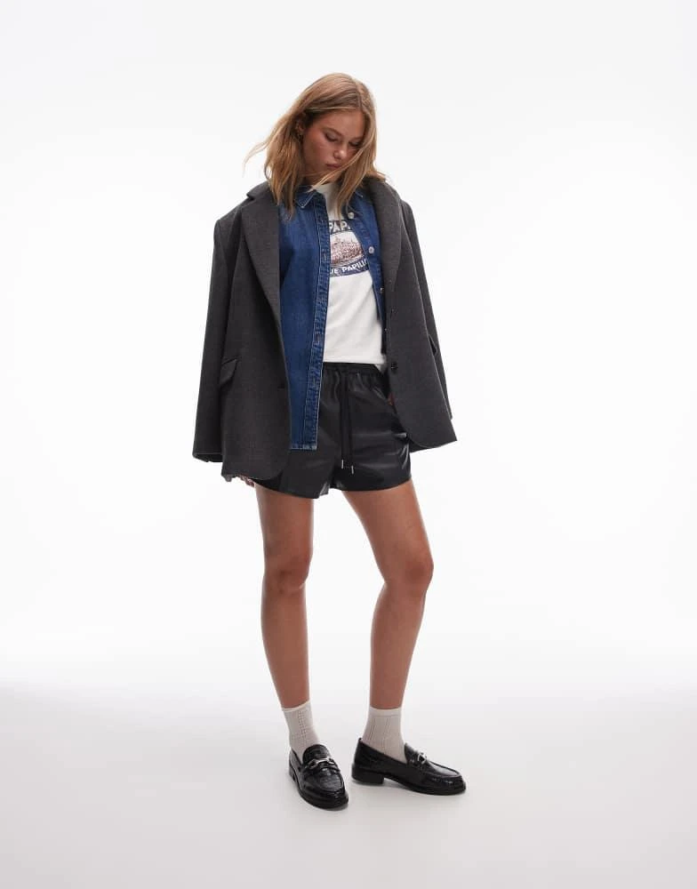 Topshop Topshop denim button up shirt in mid blue 4