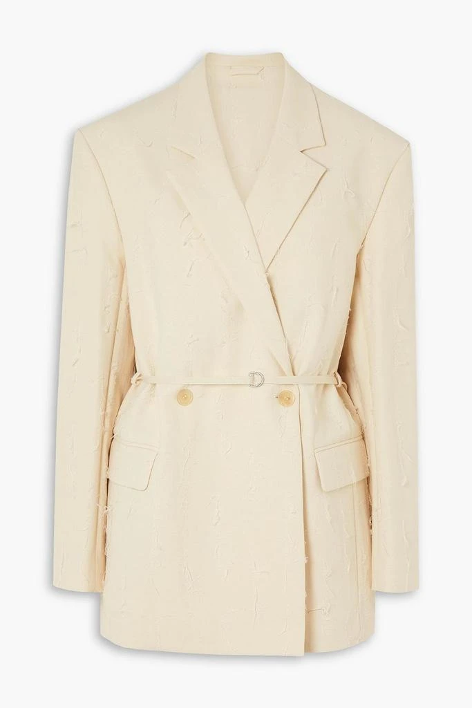 ACNE STUDIOS Double-breasted frayed cotton-blend blazer 1