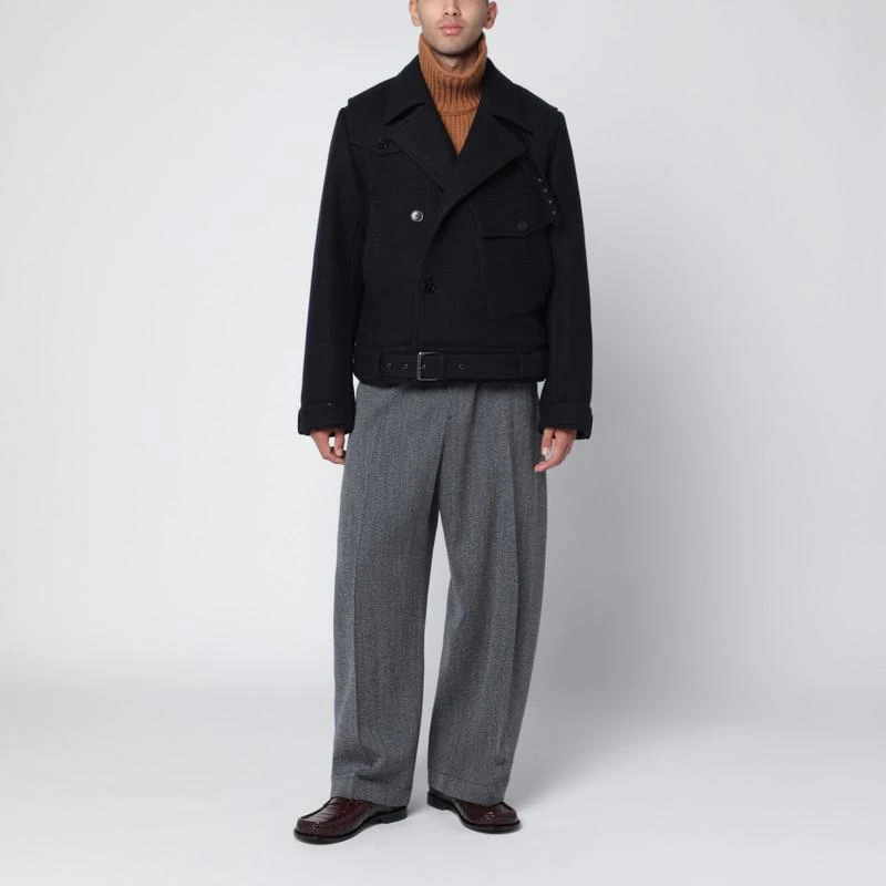Dries Van Noten Short navy wool coat 2