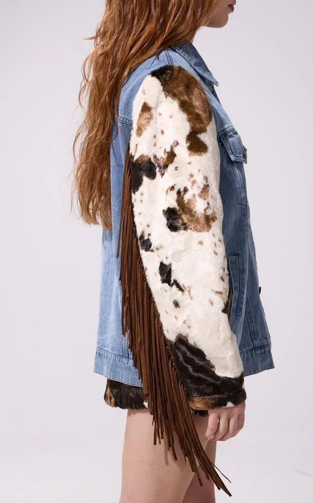 AZALEA WANG Lila Western Fringe Denim Jacket 3