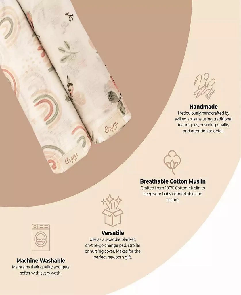 Crane Baby Infants Parker Butterfly/Rainbow Swaddle, 2-Pc. Set 2