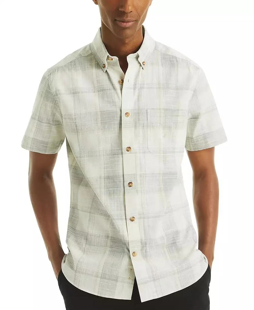 Nautica Men's Short Sleeve Button-Down Plaid Oxford Shirt 1