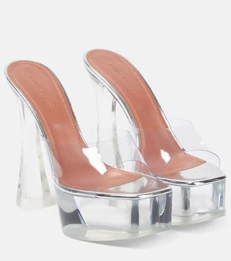 Amina Muaddi Dalida Glass PVC platform mules 1