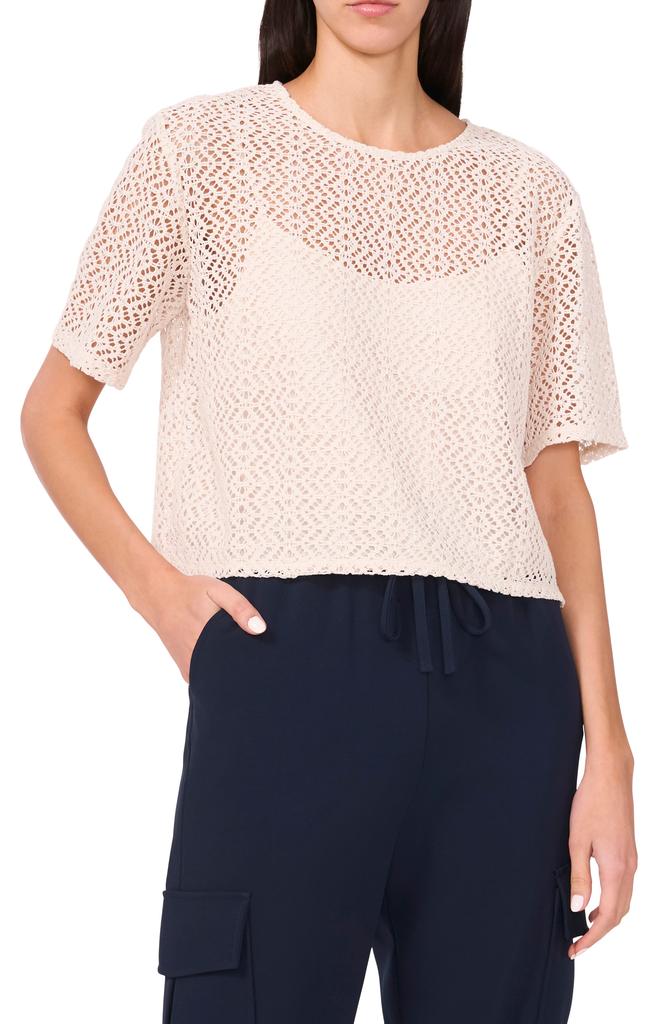 Halogen Geometric Openwork T-Shirt