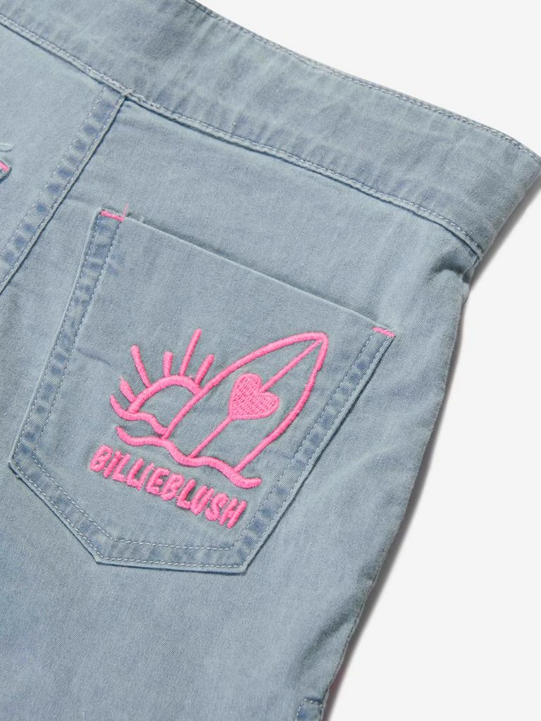 Billieblush Girls Embroidered Denim Shorts in Blue 4