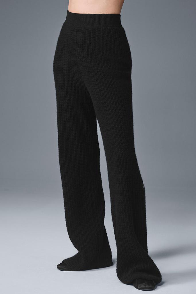 Alo Cashmere High-Waist Plush Waffle Pant - Black