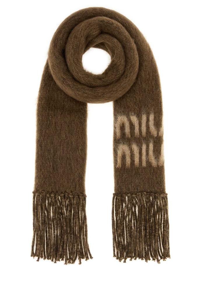 Shop Miu Miu Scarf With Contrasting Logo on Sale at