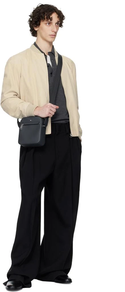 Hugo Boss Navy Grained Faux-Leather Reporter Bag 4