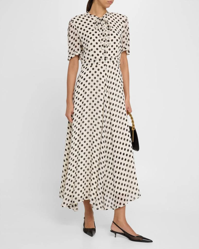 Marella Lorenza Tie-Neck Polka Dot Maxi Shirtdress 4