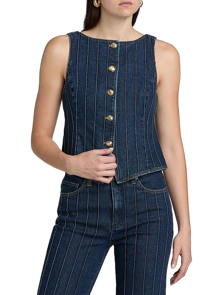 Cinq à Sept Camen Denim Pintuck Button-Down Vest 3