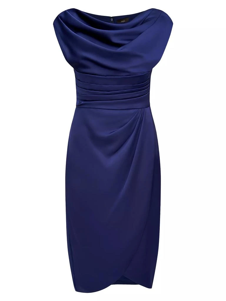 Theia Ivy Gathered Satin Cocktail Dress 1