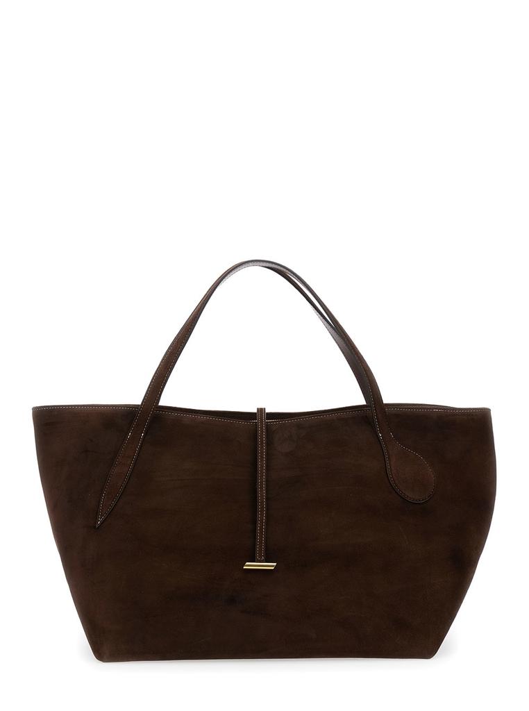 Little Liffner zip Penne Brown Tote Bag With Two Top Handles And Logo Plaque On The Front In Leather Woman