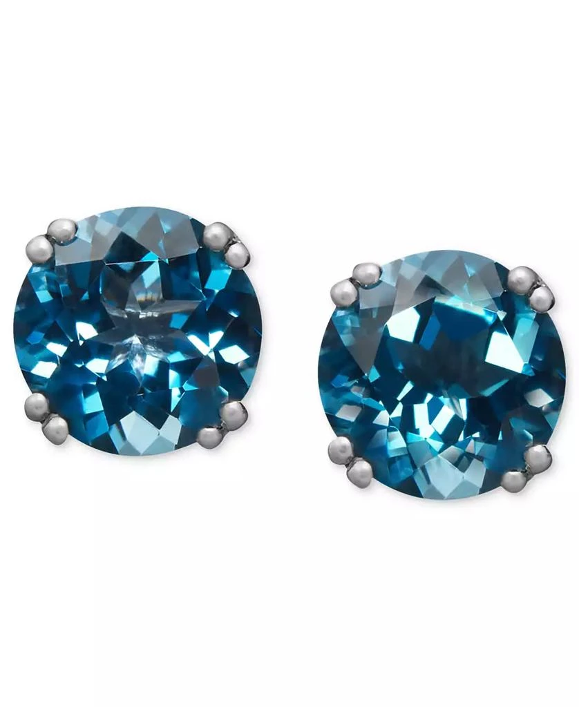 Macy's 14k White Gold Earrings, London Blue Topaz Stud Earrings (4-1/2 ct. t.w.) 1