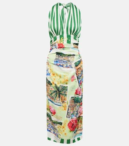 Shop Portofino halterneck silk-blend midi dress on Sale at