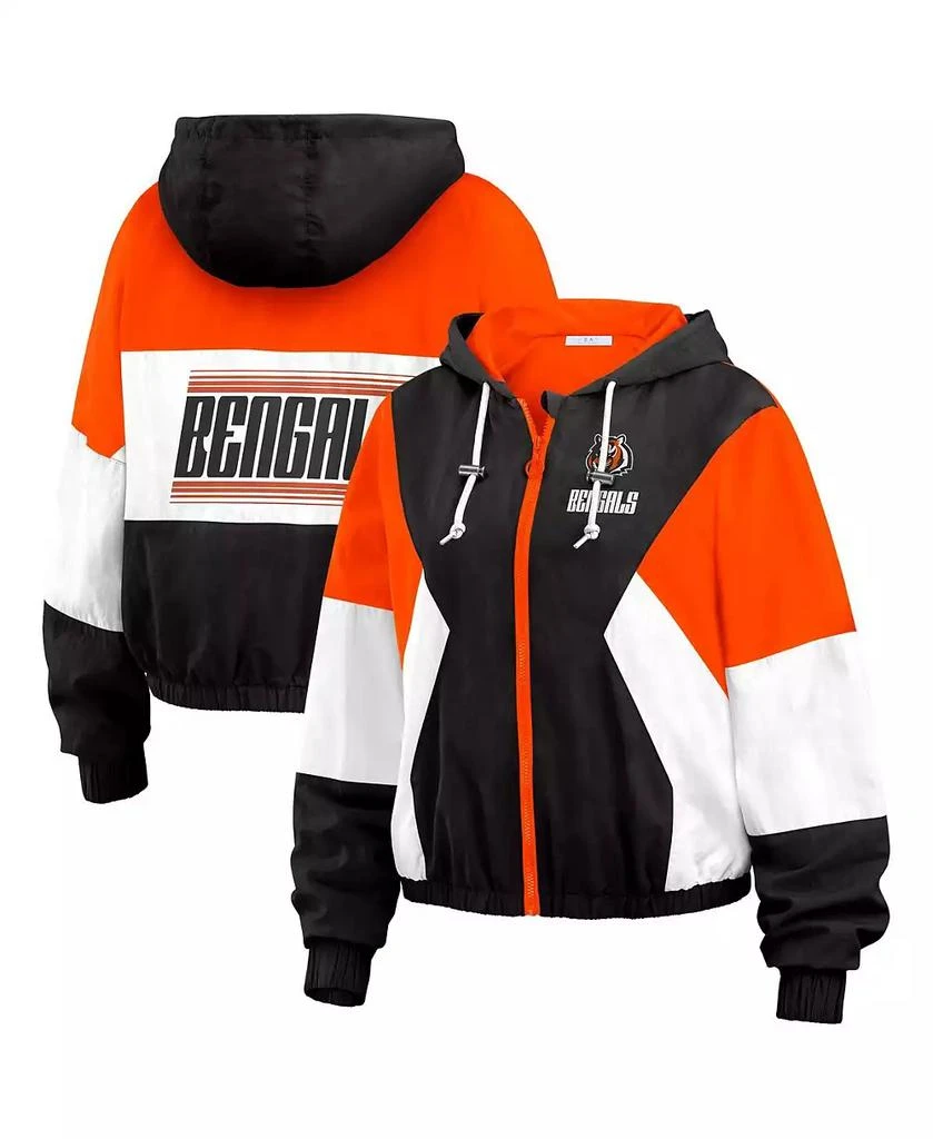 WEAR by Erin Andrews Black Cincinnati Bengals Color Block Full-Zip Windbreaker Jacket