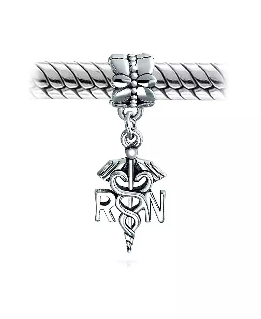 Bling Jewelry RN Nurse Hat Caduceus Dangle Charm Bead Sterling Silver European Bracelet 3