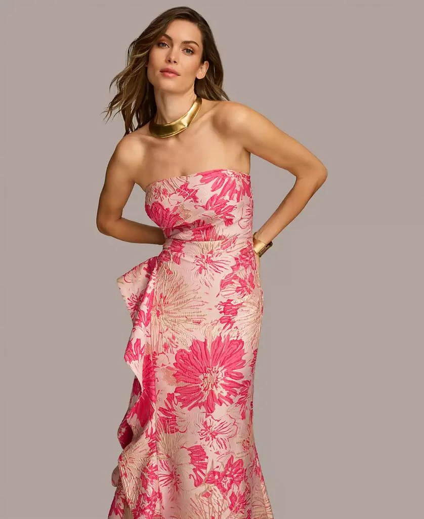 Donna Karan Women's Floral-Jacquard Strapless Gown 3