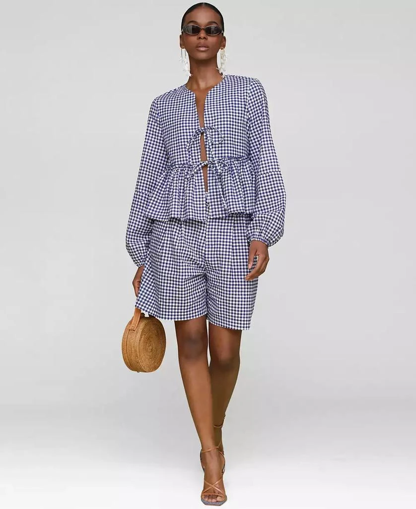 Avec Les Filles Women's Linen-Blend Tie-Front Blouse 5