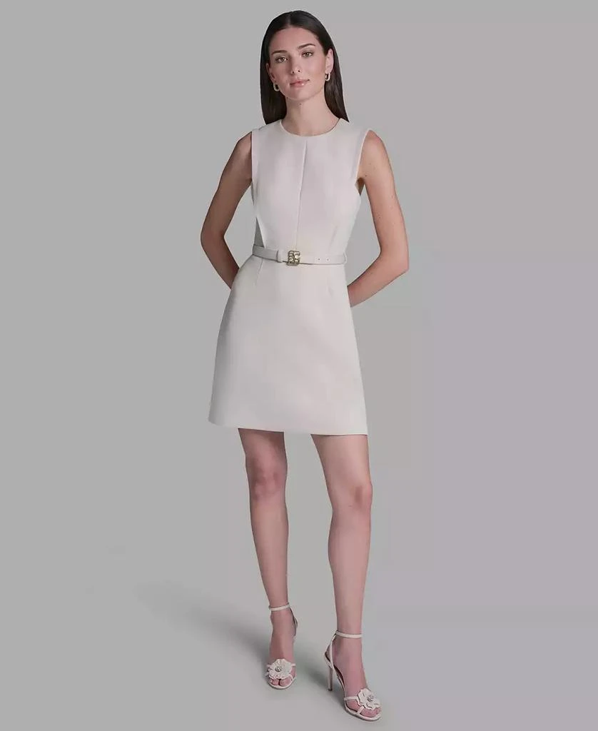 BCBG Women's Sleeveless Jacquard Belted Mini Dress