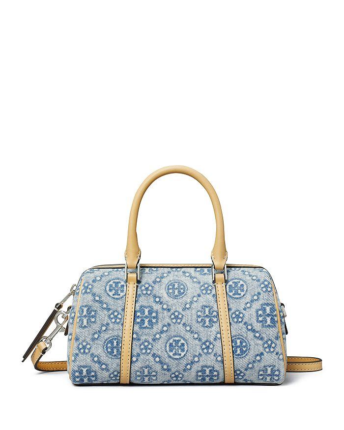 Tory Burch T Monogram Denim Mini Barrel Bag