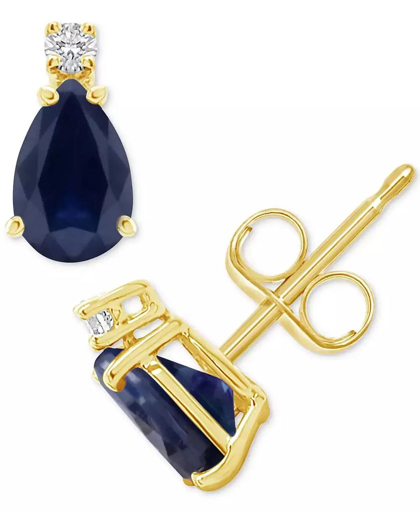 Macy's Sapphire (1 ct. t.w.) & Diamond Accent Stud Earrings in 14k Gold (Also in Emerald, Ruby, & Tanzanite) 5