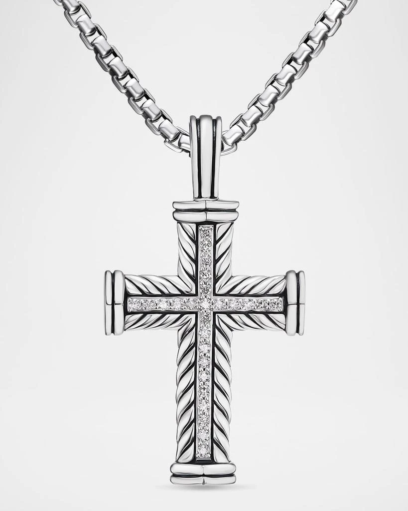 David Yurman Men
s Chevron Cross Enhancer with Diamonds in Silver, 30mm