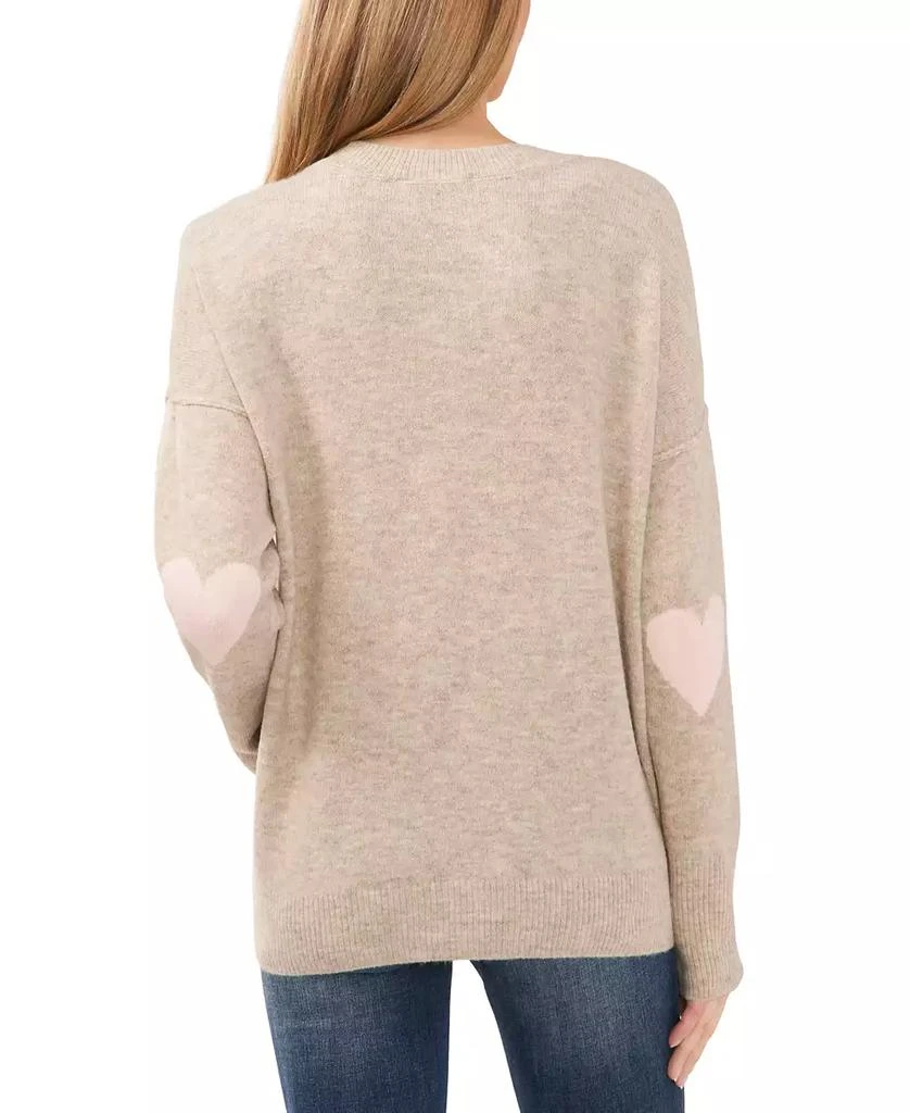 CeCe Women's Elbow Hearts Long-Sleeve Crewneck Sweater 2