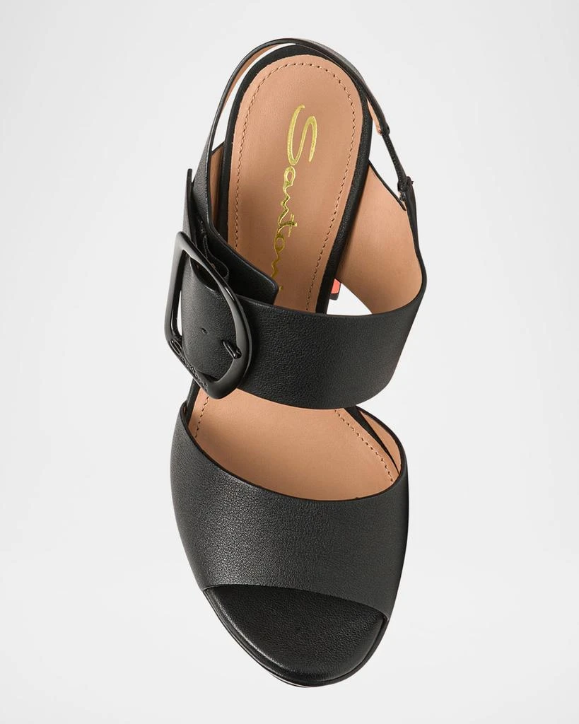 Santoni Bruxel Leather Buckle Platform Sandals 3