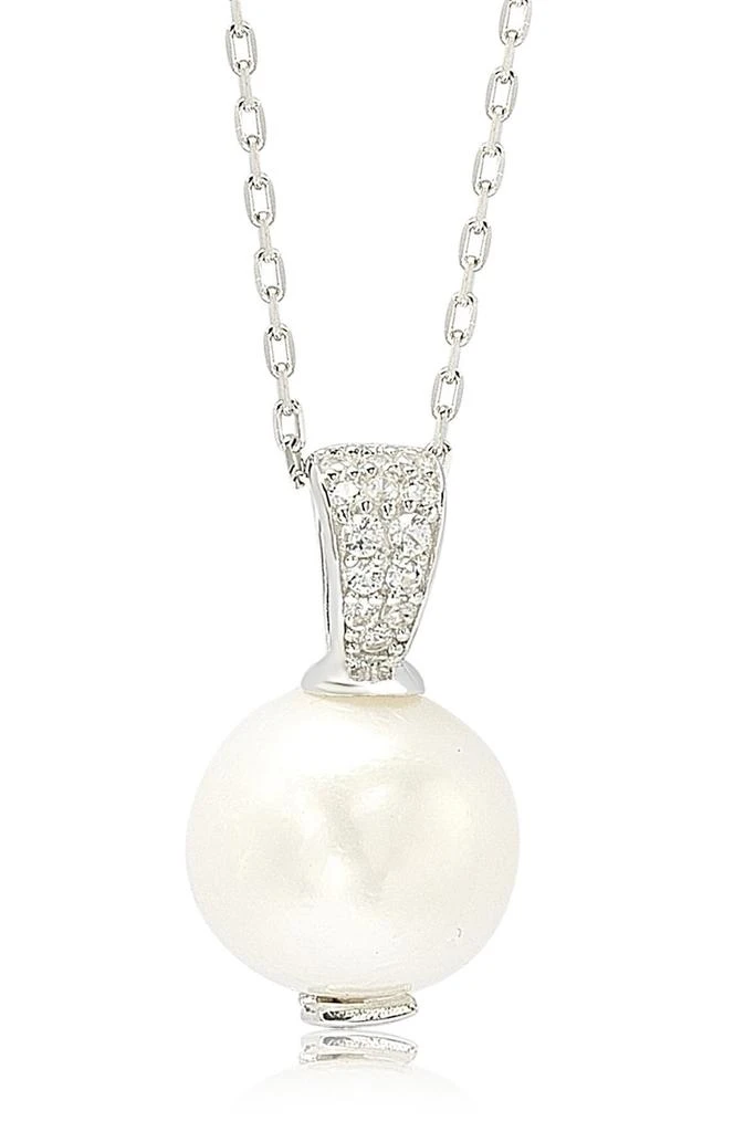 Suzy Levian Freshwater Pearl & Created Sapphire Pendant Necklace 1