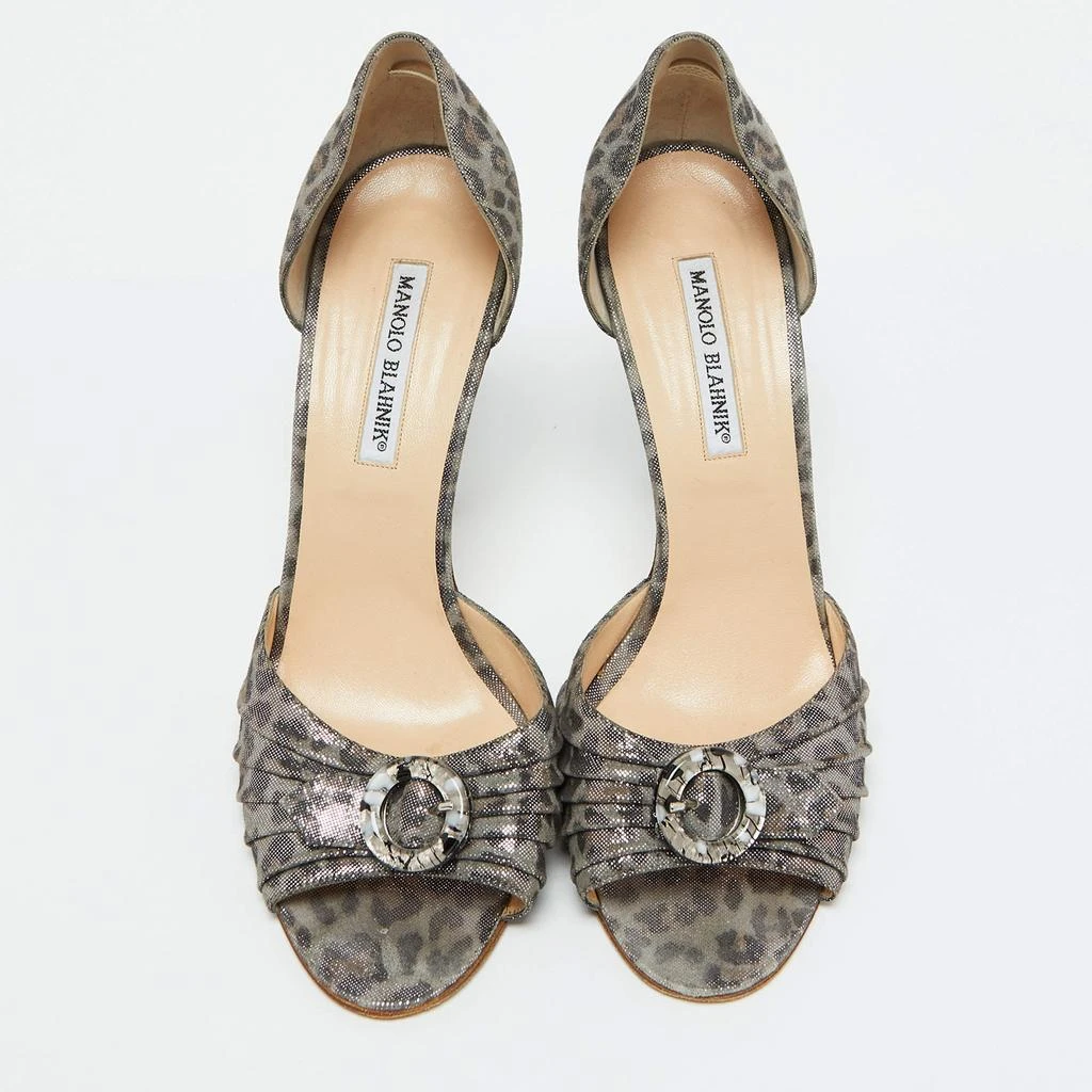 Manolo Blahnik Manolo Blahnik Grey Leopard Print Suede Sedaraby D'Orsay Pumps Size 40.5 3