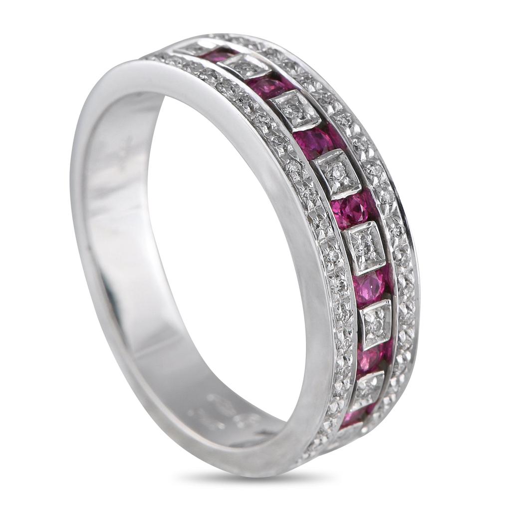 Damiani 18K White Gold 0.16ct Diamond and Ruby Ring DM15-051625