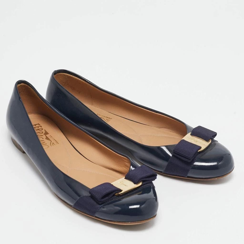 Salvatore Ferragamo Salvatore Ferragamo Navy Blue Patent Leather Varina Ballet Flats Size 37.5 4