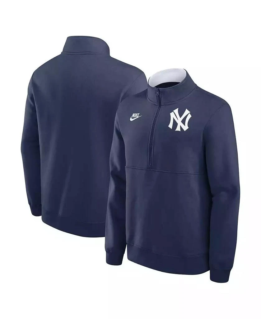 NIKE Men's Navy New York Yankees Cooperstown Collection Fleece Half-Zip Pullover Sweatshirt 1
