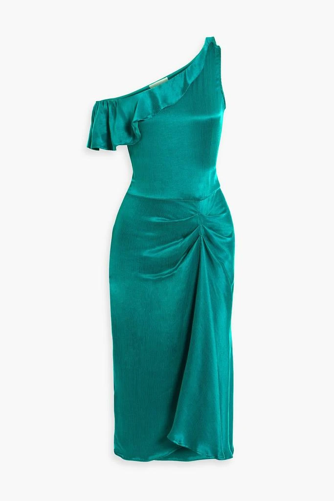 BA&SH Bandy one-shoulder ruched cupro-blend satin-crepe midi dress 1