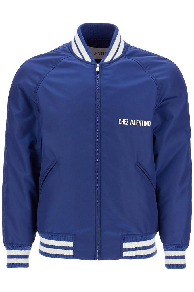 Shop NYLON BOMBER JACKET WITH VALENTINO EMBROIDERY AND VLOGO