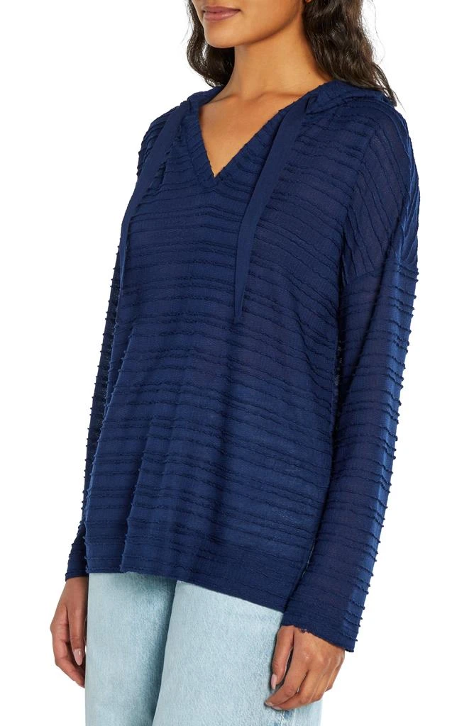 Three Dots Stripe Textured Hacci Pullover Hoodie 4