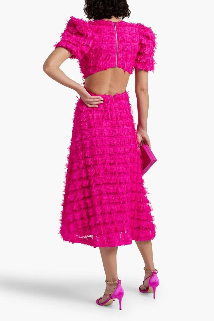 REBECCA VALLANCE Cherie Amour cutout fringed stretch-tulle midi dress 3