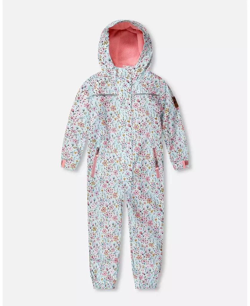 Deux par Deux Big Girls Mid-Season One-Piece Outerwear Blue Mini Flower Print