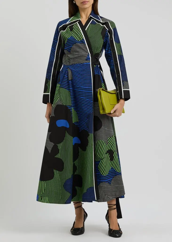 LOVEBIRDS Printed cotton-poplin midi wrap dress 4