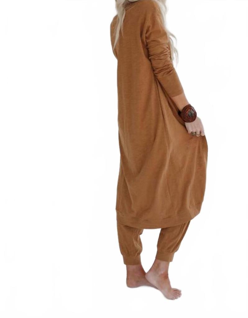 three bird nest Set To Go Textured Jumpsuit And Cardigan Set In Camel