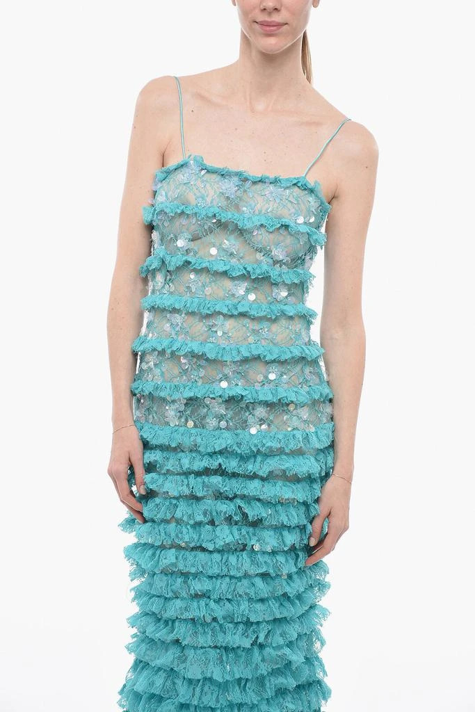 retrofête Retrofete Ruffled Lace Maxidress with Sequines 4