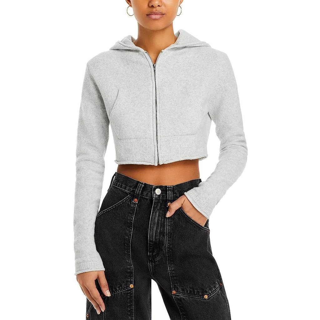 REDONE Womens Crop Cotton Zip Hoodie 1